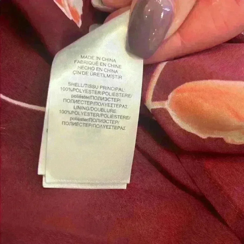 NWT Ralph Lauren sz 4P Burgundy Floral Print Midi Dress - Picture 9 of 9